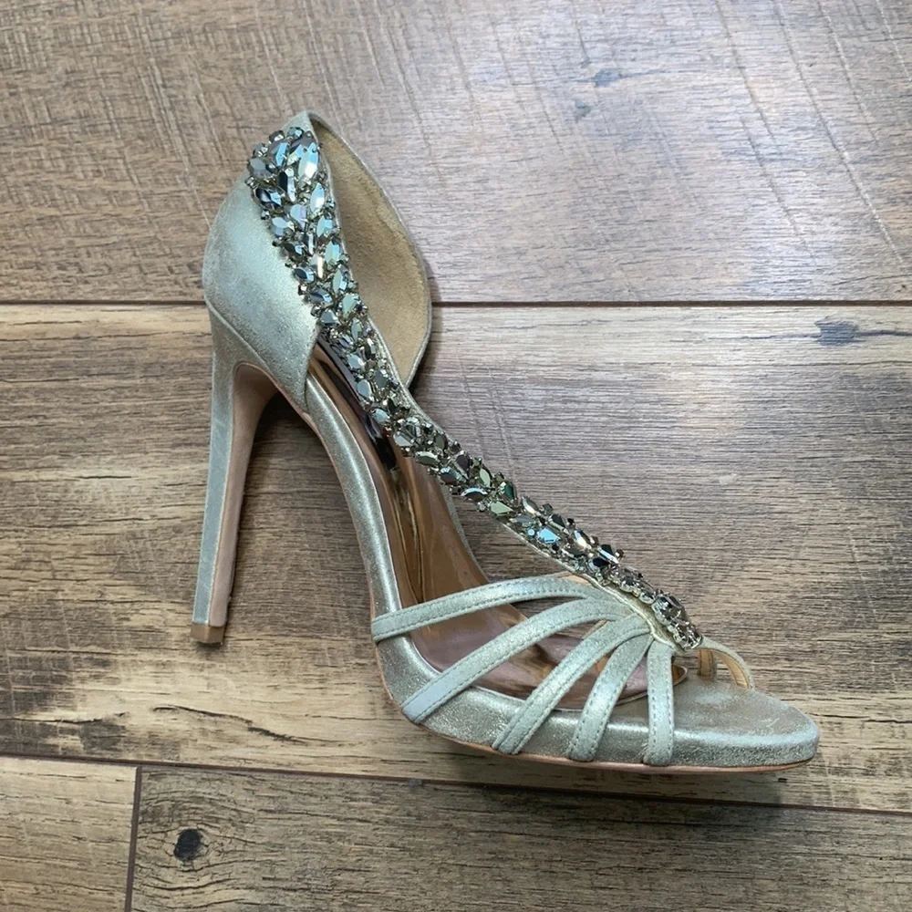 Badgley Mischka Sequins Wedding Silver Heels sz 7 1/2